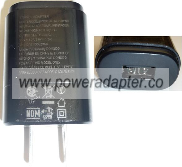 LG MCS-01WD AC ADAPTER 5V 1.2A USED USB TRAVEL CHARGER CELLPHONE